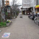 砧線中耕地駅前の中耕地1号踏切道跡／2013年3月3日 中耕地駅跡
