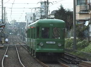 デハ75号引退前日、松原駅へ向かう76-75編成／1999年3月17日 山下〜松原間