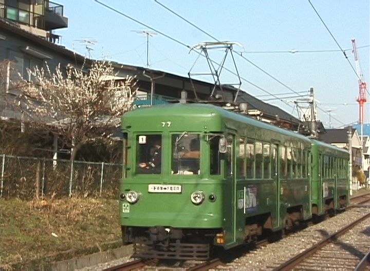 世田谷駅を後にする78-77編成／2000年3月10日 世田谷〜松陰神社前間