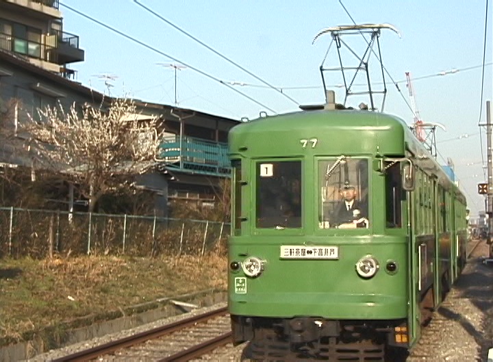 世田谷駅に進入する78-77編成／2000年3月10日 松陰神社前〜世田谷間