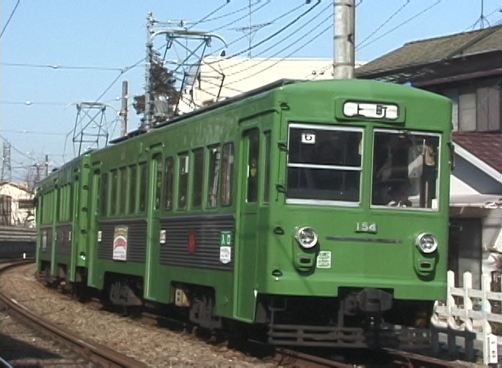 折り返し「上町」行きに方向幕を変えて三軒茶屋駅へ向かう154-153編成／2000年3月18日 西太子堂〜三軒茶屋間