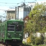 新緑を横目に若林駅へ向かう154-153編成／2000年4月23日 松陰神社前〜若林間