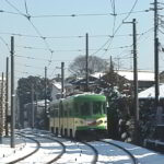 大雪の中さよなら運転を行う82-81編成玉電塗装／2001年1月27日 若林〜松陰神社前間