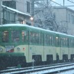 上町車庫で休むデハ71号・デハ77号／1999年4月8日 上町駅（上町車庫）