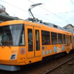 西太子堂駅に停車中の307編成「エコライフ世田谷大作戦」／2003年10月30日 西太子堂駅