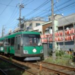 用賀停留場跡と「玉電用賀駅跡」石標／2003年5月10日 用賀駅