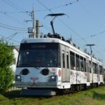 赤松公園の横を行く308編成「幸福の招き猫電車」／2019年6月13日 松原〜下高井戸間