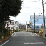 開通当初の松陰神社前停留場下りホーム跡／2025年2月3日 若林〜松陰神社前間