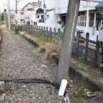 開通当初の松陰神社前停留場下りホーム跡／2025年2月3日 若林〜松陰神社前間