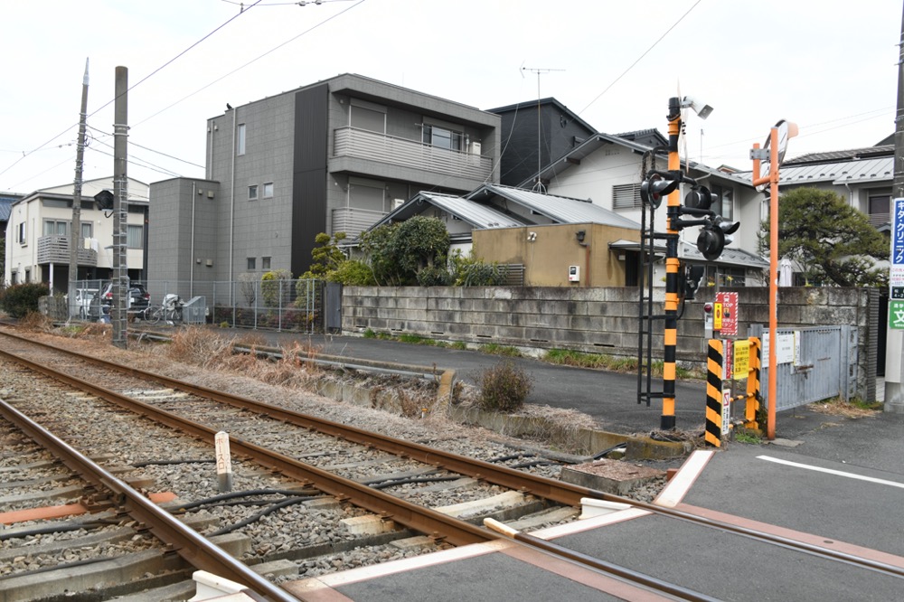 七軒町停留場上りホーム跡／2025年2月3日 松原〜下高井戸間