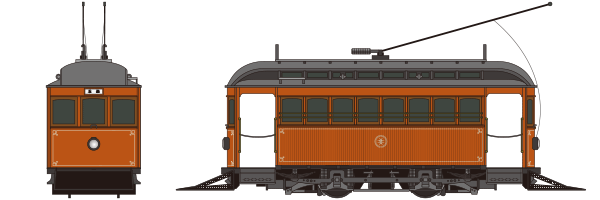 tamaden_mc1-15_face_side 玉川電気鉄道 1〜15号→東京横浜電鉄 1〜6号 1920年〜1941年