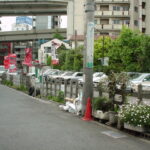 大橋車庫側から見た入出庫線跡／1999年5月10日 東急バス大橋営業所