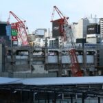 東急百貨店西館の解体中に見ることができた玉電ビルの躯体／2022年8月7日 渋谷駅