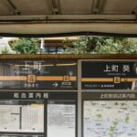 上町駅下りホーム駅名表示／2024年10月6日 上町駅