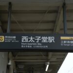 西太子堂駅下りホーム駅名表示／2024年10月6日 西太子堂駅