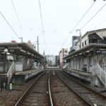 若林駅下りホーム全景（三軒茶屋方）／2025年8月16日 若林駅